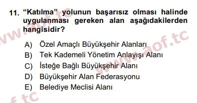 2017 Kentleşme ve Konut Politikaları Arasınav 11. Çıkmış Sınav Sorusu