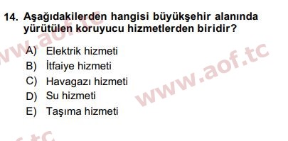 2017 Kentleşme ve Konut Politikaları Arasınav 14. Çıkmış Sınav Sorusu