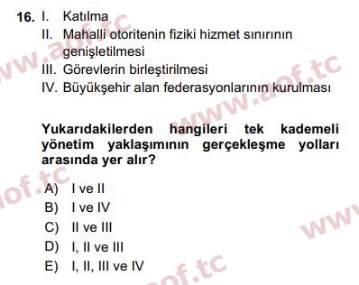 2017 Kentleşme ve Konut Politikaları Arasınav 16. Çıkmış Sınav Sorusu