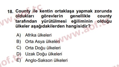 2017 Kentleşme ve Konut Politikaları Arasınav 18. Çıkmış Sınav Sorusu