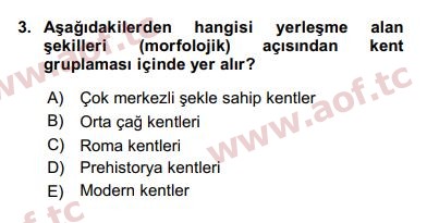 2017 Kentleşme ve Konut Politikaları Arasınav 3. Çıkmış Sınav Sorusu