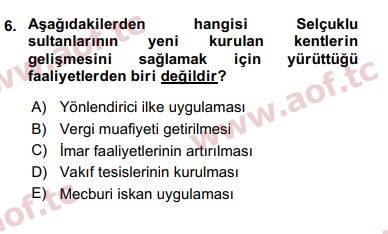 2017 Kentleşme ve Konut Politikaları Arasınav 6. Çıkmış Sınav Sorusu