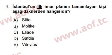 2017 Kentleşme ve Konut Politikaları Final 1. Çıkmış Sınav Sorusu