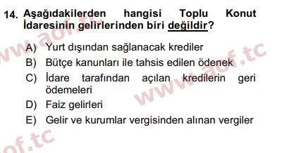 2017 Kentleşme ve Konut Politikaları Final 14. Çıkmış Sınav Sorusu