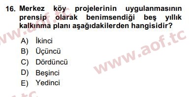 2017 Kentleşme ve Konut Politikaları Final 16. Çıkmış Sınav Sorusu