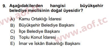 2017 Kentleşme ve Konut Politikaları Final 9. Çıkmış Sınav Sorusu