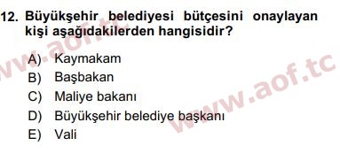 2017 Kentleşme ve Konut Politikaları Yaz Okulu 12. Çıkmış Sınav Sorusu