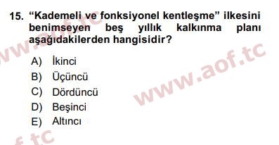 2017 Kentleşme ve Konut Politikaları Yaz Okulu 15. Çıkmış Sınav Sorusu