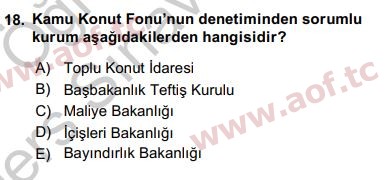 2017 Kentleşme ve Konut Politikaları Yaz Okulu 18. Çıkmış Sınav Sorusu