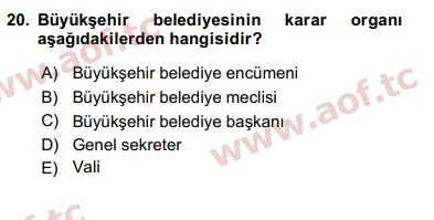 2017 Kentleşme ve Konut Politikaları Yaz Okulu 20. Çıkmış Sınav Sorusu