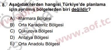 2017 Kentleşme ve Konut Politikaları Yaz Okulu 8. Çıkmış Sınav Sorusu