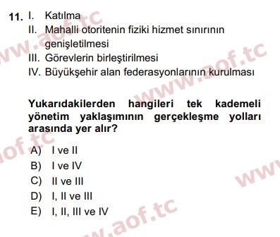 2018 Kentleşme ve Konut Politikaları Arasınav 11. Çıkmış Sınav Sorusu