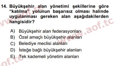 2018 Kentleşme ve Konut Politikaları Arasınav 14. Çıkmış Sınav Sorusu