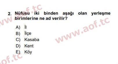 2018 Kentleşme ve Konut Politikaları Arasınav 2. Çıkmış Sınav Sorusu