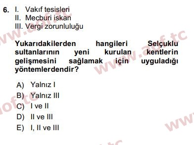 2018 Kentleşme ve Konut Politikaları Arasınav 6. Çıkmış Sınav Sorusu