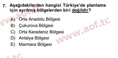 2018 Kentleşme ve Konut Politikaları Arasınav 7. Çıkmış Sınav Sorusu