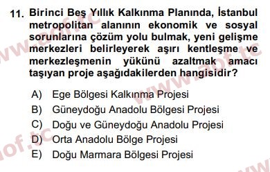 2018 Kentleşme ve Konut Politikaları Final 11. Çıkmış Sınav Sorusu