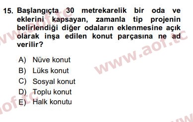 2018 Kentleşme ve Konut Politikaları Final 15. Çıkmış Sınav Sorusu