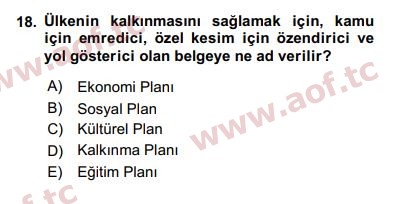 2018 Kentleşme ve Konut Politikaları Final 18. Çıkmış Sınav Sorusu