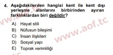 2018 Kentleşme ve Konut Politikaları Final 4. Çıkmış Sınav Sorusu