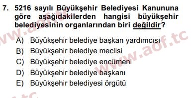 2018 Kentleşme ve Konut Politikaları Final 7. Çıkmış Sınav Sorusu