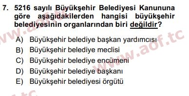 2018 Kentleşme ve Konut Politikaları Final 7. Çıkmış Sınav Sorusu