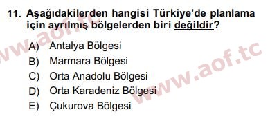 2018 Kentleşme ve Konut Politikaları Yaz Okulu 11. Çıkmış Sınav Sorusu