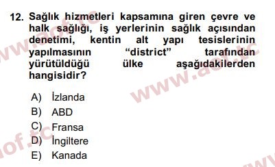 2018 Kentleşme ve Konut Politikaları Yaz Okulu 12. Çıkmış Sınav Sorusu