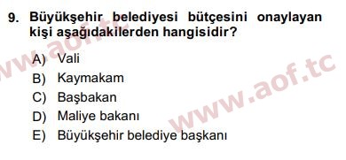 2018 Kentleşme ve Konut Politikaları Yaz Okulu 9. Çıkmış Sınav Sorusu