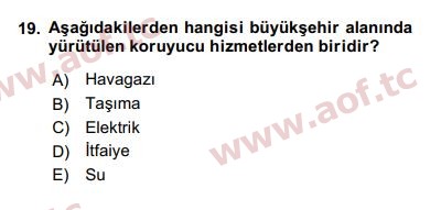 2019 Kentleşme ve Konut Politikaları Arasınav 19. Çıkmış Sınav Sorusu