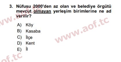 2019 Kentleşme ve Konut Politikaları Arasınav 3. Çıkmış Sınav Sorusu