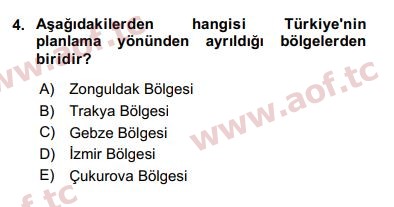 2019 Kentleşme ve Konut Politikaları Arasınav 4. Çıkmış Sınav Sorusu