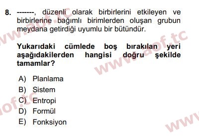 2019 Kentleşme ve Konut Politikaları Arasınav 8. Çıkmış Sınav Sorusu