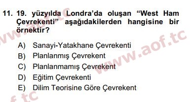 2019 Kentleşme ve Konut Politikaları Final 11. Çıkmış Sınav Sorusu