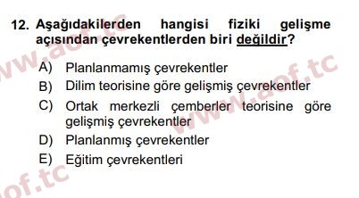 2019 Kentleşme ve Konut Politikaları Final 12. Çıkmış Sınav Sorusu