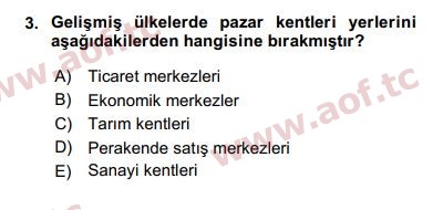 2019 Kentleşme ve Konut Politikaları Final 3. Çıkmış Sınav Sorusu