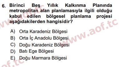 2019 Kentleşme ve Konut Politikaları Final 6. Çıkmış Sınav Sorusu