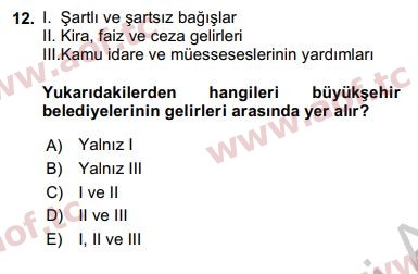 2019 Kentleşme ve Konut Politikaları Yaz Okulu 12. Çıkmış Sınav Sorusu