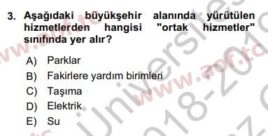 2019 Kentleşme ve Konut Politikaları Yaz Okulu 3. Çıkmış Sınav Sorusu