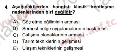 2019 Kentleşme ve Konut Politikaları Yaz Okulu 4. Çıkmış Sınav Sorusu