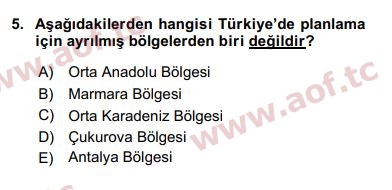 2019 Kentleşme ve Konut Politikaları Yaz Okulu 5. Çıkmış Sınav Sorusu