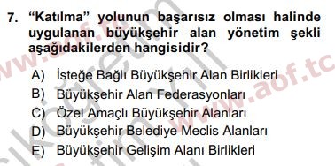 2019 Kentleşme ve Konut Politikaları Yaz Okulu 7. Çıkmış Sınav Sorusu