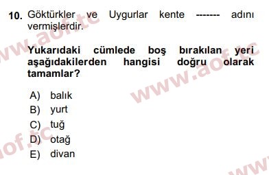 2020 Kentleşme ve Konut Politikaları Arasınav 10. Çıkmış Sınav Sorusu