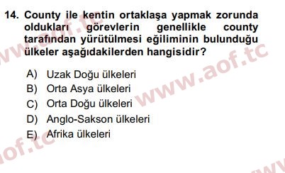 2020 Kentleşme ve Konut Politikaları Arasınav 14. Çıkmış Sınav Sorusu