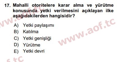 2020 Kentleşme ve Konut Politikaları Arasınav 17. Çıkmış Sınav Sorusu