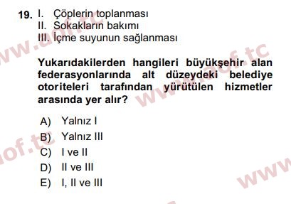 2020 Kentleşme ve Konut Politikaları Arasınav 19. Çıkmış Sınav Sorusu