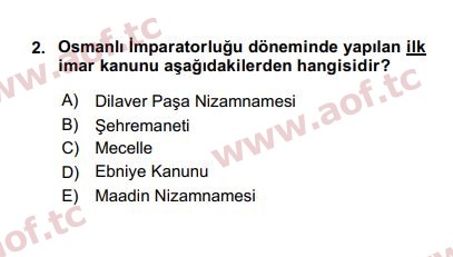 2020 Kentleşme ve Konut Politikaları Arasınav 2. Çıkmış Sınav Sorusu