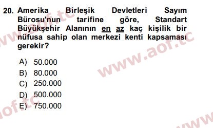 2020 Kentleşme ve Konut Politikaları Arasınav 20. Çıkmış Sınav Sorusu