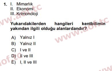 2020 Kentleşme ve Konut Politikaları Final 1. Çıkmış Sınav Sorusu