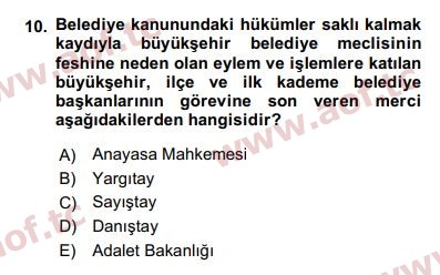 2020 Kentleşme ve Konut Politikaları Final 10. Çıkmış Sınav Sorusu